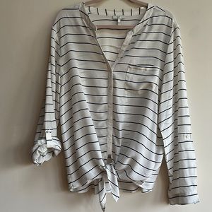 Jose 100% Silk Blouse Tie Front!  Large